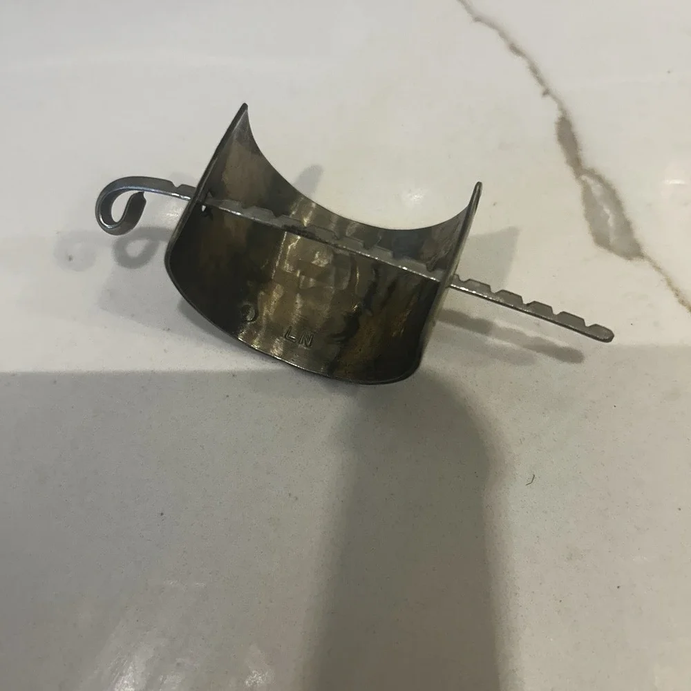 Leander Nezzie (LN) Native American silver hair pin cuff barrette Vintage Navajo